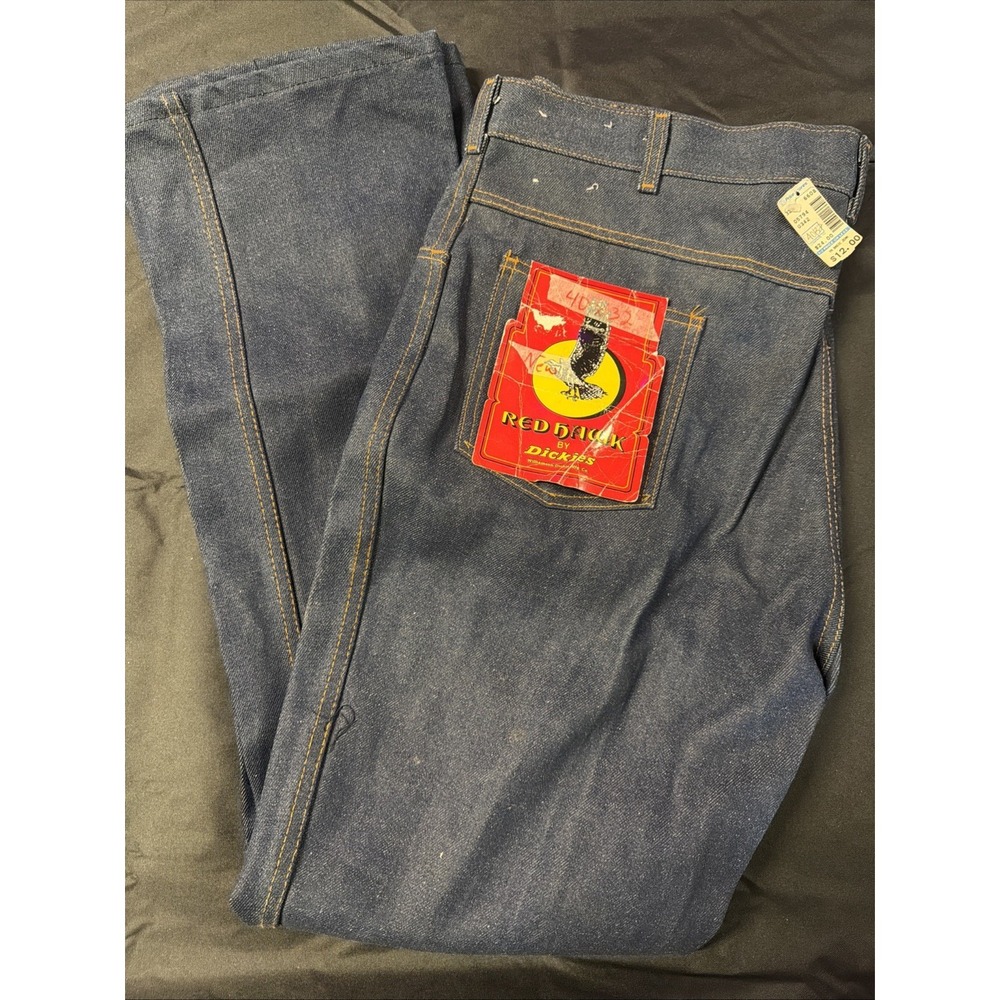 Vintage Dickies Red Hawk Black Jeans Cotton Men's Size 40x32 NWT Blue Denim